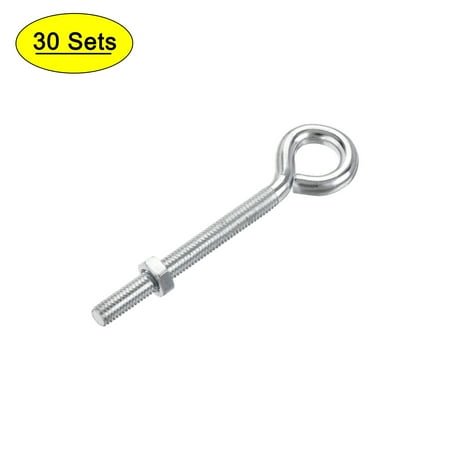 

Uxcell M5x50mm Eye Hook Screw Kit Carbon Steel White Zinc Plating 30 Pack