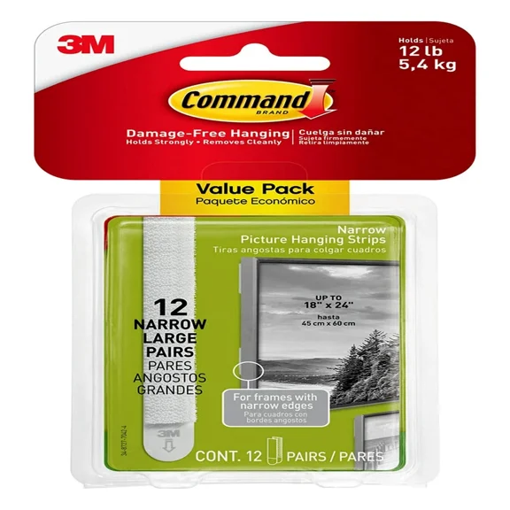 12 Pairs Command Adhesive Wall Hanging Strips Damage Free Picture Hangers