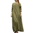 thumbnail image 5 of ZQUUVOU Women's Medieval Dress Solid Long Sleeve Round Neck Maxi Length Vintage Elegant Party Gown Theme Outfits Green, 5 of 9
