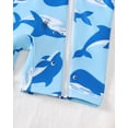 thumbnail image 2 of KIMI BEAR 6 Months Newborn Baby Boys One-piece Swimsuit 12 Months Swimwear Full Zipper UPF 50+ Sun Protection Shark Print One Piece Bathing Suit Rash Guard and Hat Beachwear Sunsuit Blue, 2 of 9