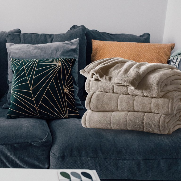 Sunbeam Microplush Heated Blanket Full Size in Mushroom - Walmart.com