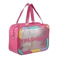 thumbnail image 4 of 1 Pc Women Convenient Clear Cosmetic Bag for Vacation Camping Business Travel Rose Red-L, 4 of 4