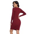 thumbnail image 4 of PrettyGuide Women's Long Sleeve Sweater Dress Wrap V Neck Button Elegant Midi Ribbed Knit Bodycon Dress, 4 of 7