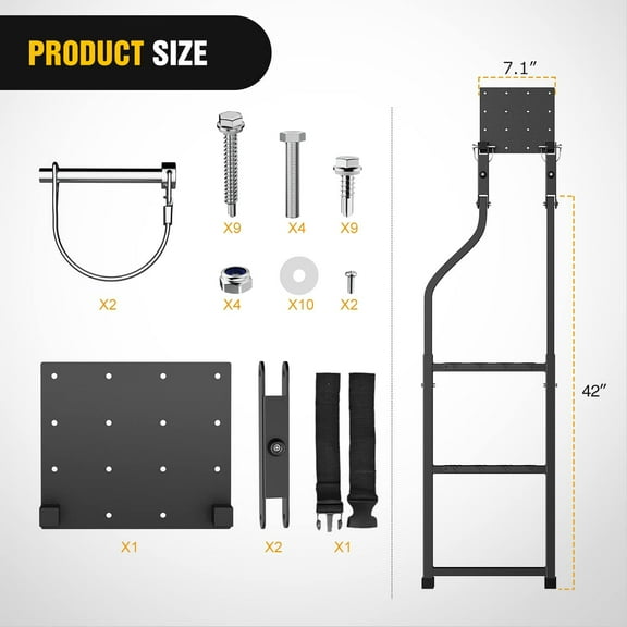 Foldable Truck Tailgate Ladder with Aluminum Grip Plates, Replaceable Rubber Feet & Stainless Steel Screws,  Fit for 34-42 Inch Trucks