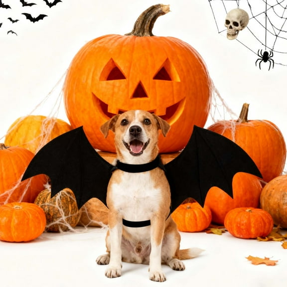 Pet Halloween Funny Black Bat Wings Pet for Small Dogs Cats Halloween Party Decor-L