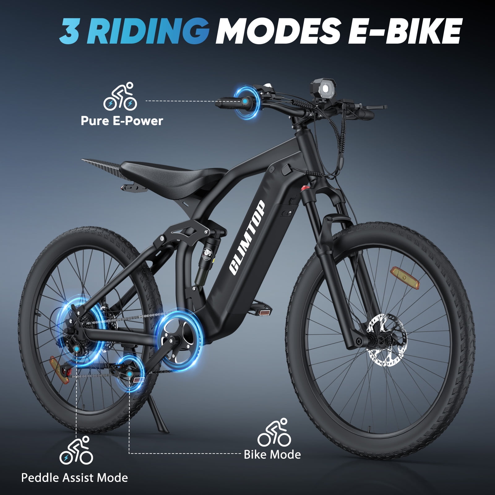 YVY Electric Bike for Adults, 48V 23AH,Up to 100 Miles,Peak 2000W Max 28MPH Electric Bicycle,27.5'' Tire 7 Speed Mountain Bike UL2849