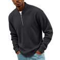 thumbnail image 4 of hotojiny Mens Quarter Zip Pullover Casual Textured Golf Shirts Lightweight Long Sleeve Sweatshirt for Hiking Workout(Dark Gray,XX-Large), 4 of 7