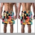 thumbnail image 3 of luoweisi Men's Beach Shorts Quick Dry Swim Trunks with Mesh Lining Geometry S, 3 of 5