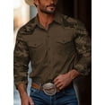 thumbnail image 4 of Men's Camouflage Tactical Shirts Outdoor with Pocket Long Sleeve Button Down Shirts Plain Casual Shirt Casual Lapel Western Shirt Workwear Outdoor Work Shirt Cowboy Shirt Blue XXL, 4 of 5