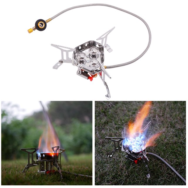 Estufas de gas para acampar al aire libre de 3 cabezas Quemadores de gas de acero inoxidable Herramientas de horno Ndcxsfigh Para Estrenar