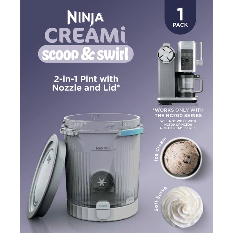 Ninja CREAMi 16 Oz Pint & Lid, Compatible with NC700 Series Ninja