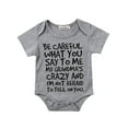 thumbnail image 2 of Qiylii Baby Boy's Romper Short Sleeve Letter Print Round Neck Jumpsuit Bodysuit, 2 of 7