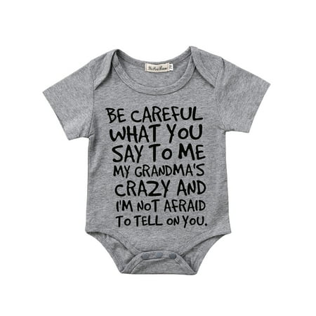 

Asashitenel Newborn Baby Girl Boys Grandma s Romper Summer Short Sleeve Letters Print Cotton Jumpsuit Bodysuit Clothes