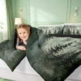 thumbnail image 4 of meiyoeat Green Pine Green 7pcs Queen Bedding For Girls,Nature Scenery Bedding Comforter Set Queen For Adults,Black Reversible, 4 of 7