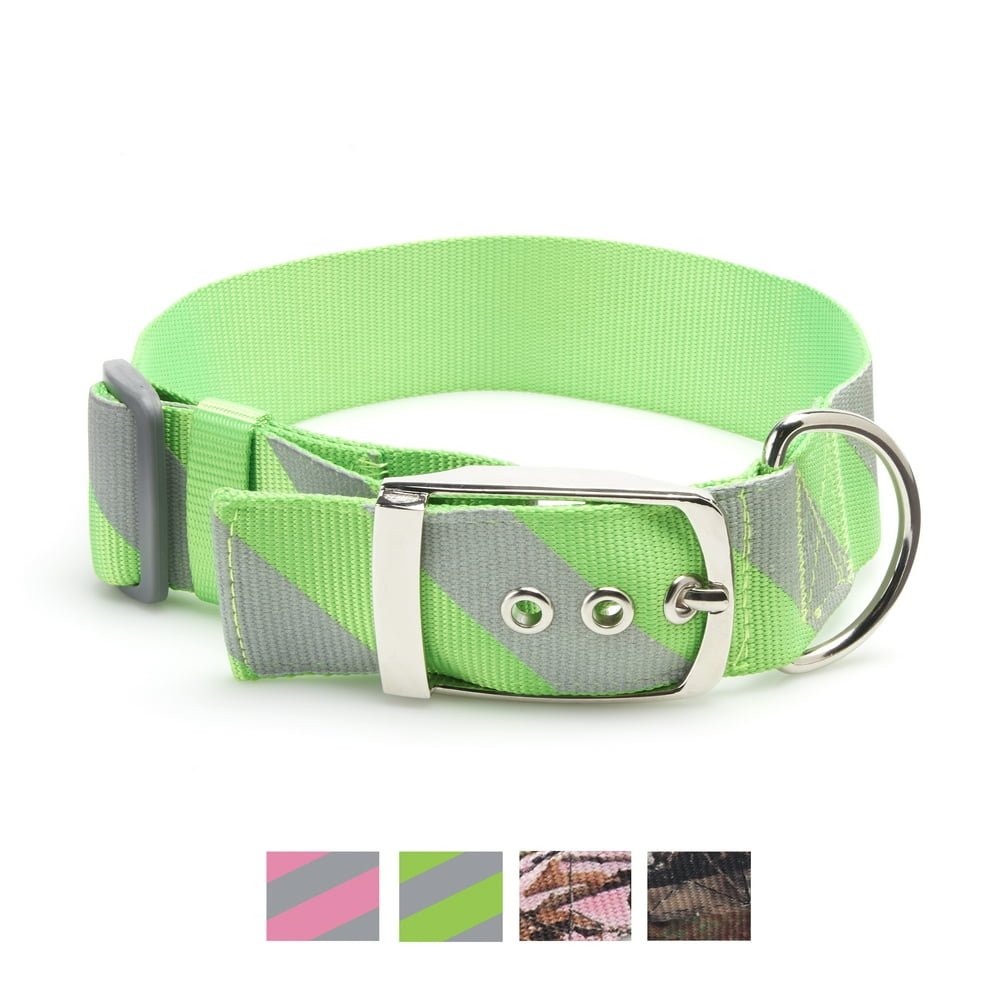 Vibrant Life Extra Wide Patterned Dog Collar, Green/Gray Striped, Large
