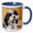Blue/White, variant on 3drose, Maltipoo Puppy Sitting in a Basket Yawning., 11oz Two-tone Black Mug