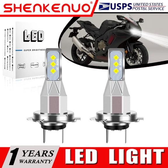 SHENKENUO for Honda CBR1000RR 2004-2016 - 2X H7 LED Headlights Bulbs 55W High Power White,Pack of 2,C38