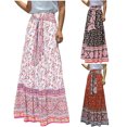 thumbnail image 7 of Edvintorg Maxi Skirts for Women Boho Skirt Fashion Women Vintage Printing Casual Loose Ruched Ruffles Elastic Waist Long Skirts Black M, 7 of 7