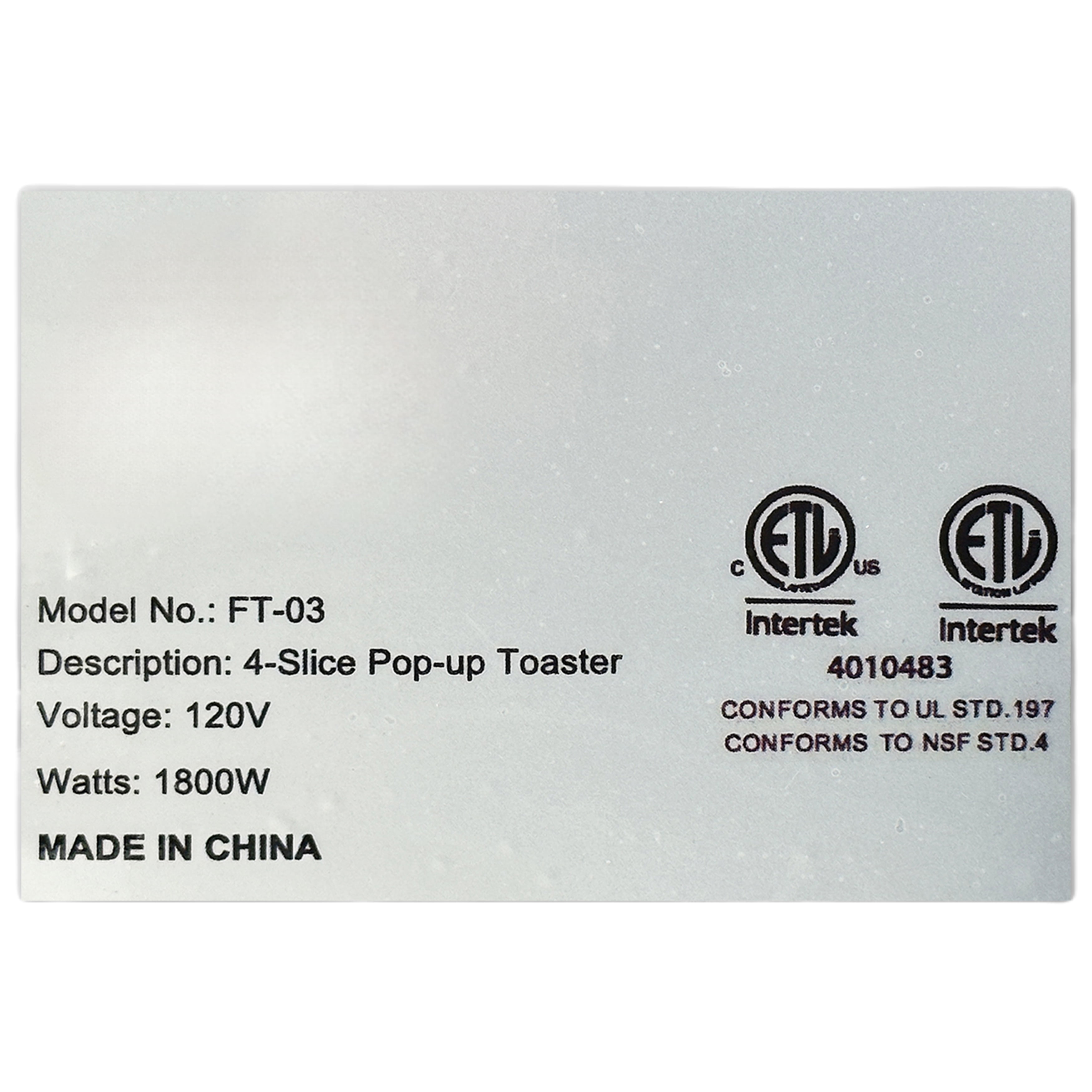 Commercial Manual 4-Slice Toaster, Stainless Steel 120V Electric Toaster, NSF