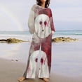 thumbnail image 2 of QIUOMBBP Two Piece Lounge Set for Women Halloween Ghost Print Long Sleeve Pullover Tops and Loose Wide Leg Trousers Plus Size Pajama Sets, Red, M, 2 of 6