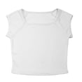 thumbnail image 4 of RUTAYY Girls T-Shirt Square Neck Short Sleeve Solid Color Basic Kids Layering Tops White, 4 of 9
