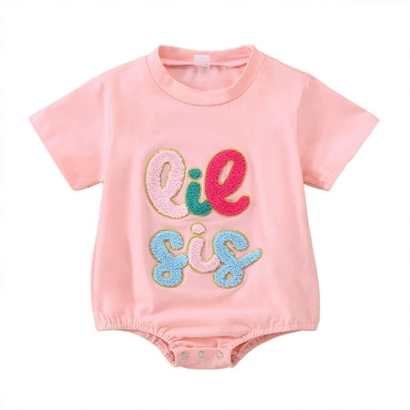 

JIKNTTR Baby Girl Clothes Soft Baby Bodysuit Infant Boys Girls Summer Casual Short Sleeve Letter Embroider Romper Newborn Bodysuits Casual Comfortable Toddler Playsuits