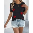 thumbnail image 6 of Short Sleeve Sweater for Women Tops Trendy Spring Summer 2025 Business Casual Outfits Knit Crewneck Shirt Blouses Black S, 6 of 7