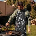 thumbnail image 3 of Black and White Halloween Elements Pattern Apron-Garden Aprons for Women with Pockets-Cotton Linen Waterproof Kitchen Cooking Gardening Aprons Adjustable for Kitchen,Cooking,BBQ and Salon 33"x27", 3 of 7