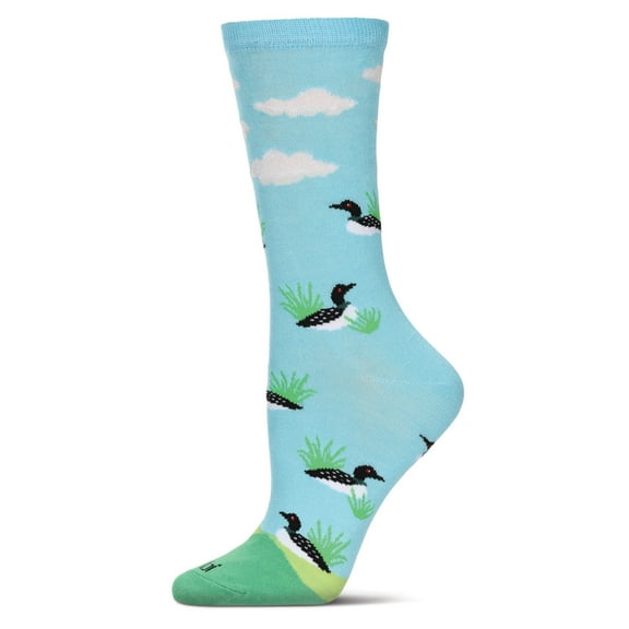 MeMoi Women's Loon Bird Rayon From Bamboo Crew Socks - Womens - Female, 9-11, Blue Topaz