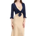 thumbnail image 4 of INSPIRE CHIC Women's Bolero Cardigan Ruffle 3/4 Sleeve Tie Front Lace Shrug Top Dark Blue XL, 4 of 5