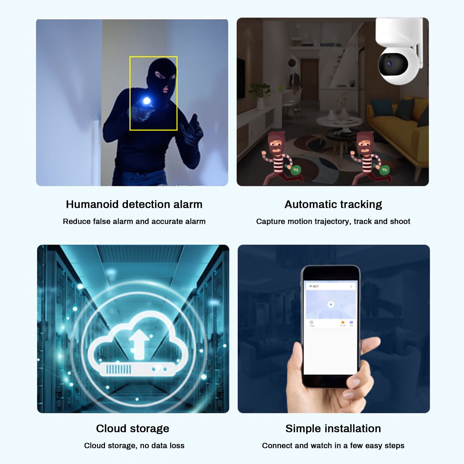 Oggfader Indoor Security Camera HD WiFi Camera For Home Security 2.4GHz WiFi Motion Detection Night Vision 2-Way Audio Ideal For Baby Monitor,White