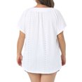 thumbnail image 4 of Women's Plus V Neck Short Sleeve Eyelet Embroidery Casual Blouse 4X White, 4 of 6