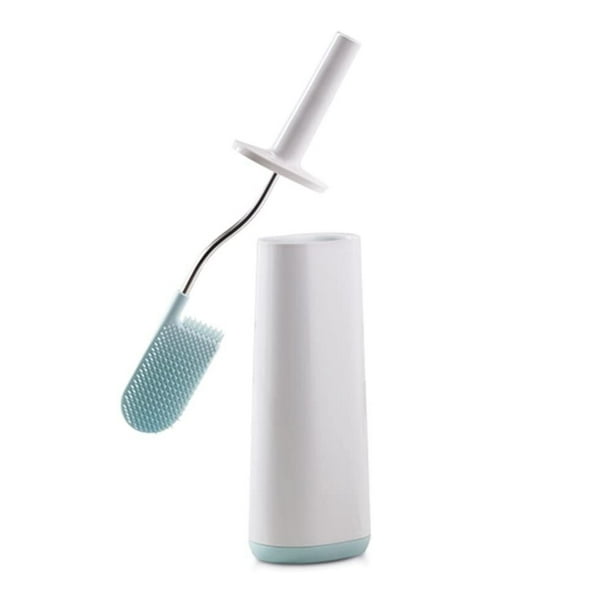 Escobilla de Inodoro con Soporte Delgado Flexible antigoteo, Gris/Blanco