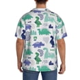thumbnail image 3 of Sikiie Dinosaur Men's Wrinkle Free Untucked Cuban Shirt Business Casual Button Down Shirts Short Sleeve ShirtLarge, 3 of 5