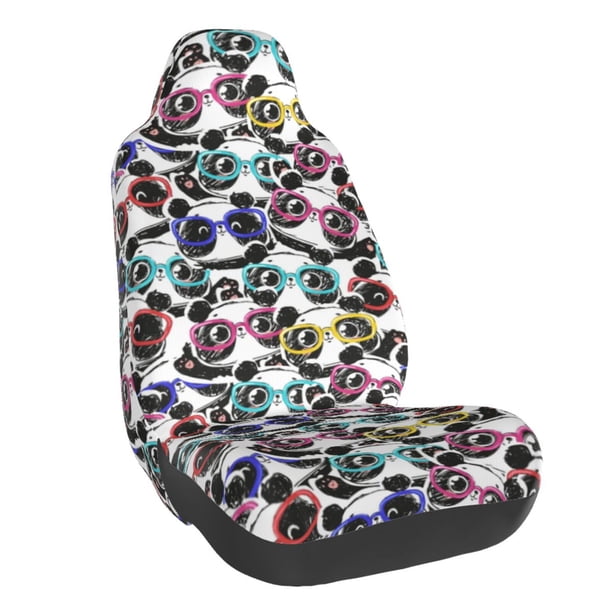 Balery Panda And Glasses Funda de Asiento para Auto con Diseño - Cubierta Frontal Suave y Transpirable con Protector Antideslizante- 1 Unidad