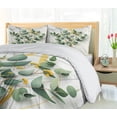 thumbnail image 3 of Ambesonne Eucalyptus Leaves Duvet Cover Set, Branches Polygons, Calking, Peacock Green Mustard, 3 of 5