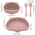 thumbnail image 4 of Baby Plate and Bowl Set with Suction Reusable Silicone Baby Tableware Set with Flexible Fork Spoon BPA-Free Baby Led Weaning Supplies Washable Microwave Safe Self Feeding Utensils for Tod, 4 of 11