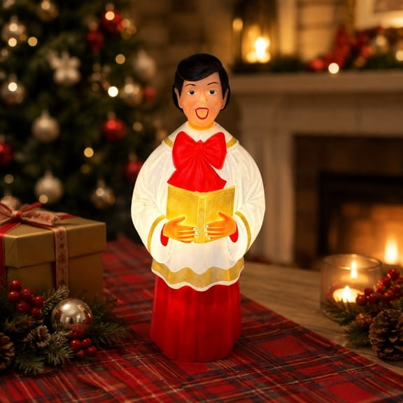 Aonerit Light Up Caroler Figurine, Christmas Choir Table Decor, Resin Holiday Ornament, Indoor Display