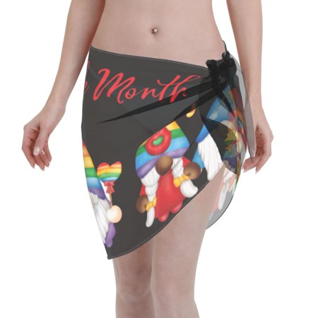 Coaee Lgbt Gnome Women s Short Sarongs Beach Wrap Sheer Bikini Wraps Chiffon Cover Ups for Beach  Swimming  Holiday
