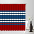 thumbnail image 2 of Navy Red Shower Curtain Blue and White with Red Stripes Abstract Geometric Abstraction Bandage Modern Fashion Elegant Fabric Curtain Bathroom Decor Sets with Hooks, 2 of 3
