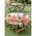 thumbnail image 3 of Outdoor Tablecloth with Umbrella Hole and Zipper, Christmas Tree Round Table Cloth 60 Inch Waterproof Tablecloth, Winter Snowflake Xmas Pink Pine Tree Picnic Table Cover for Patio Camping, 3 of 7
