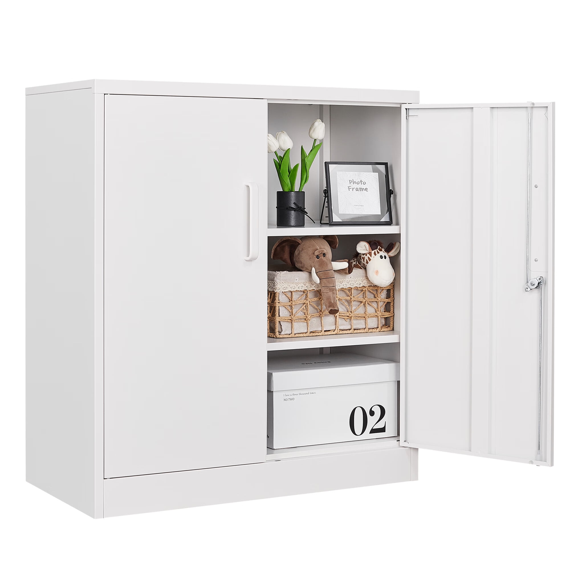 Metal Storage with Lock Door, Small Locker Adjustable Shelves