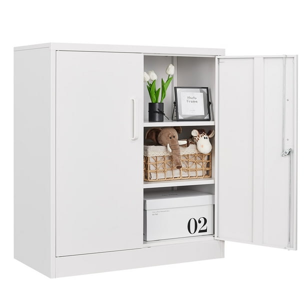 Metal Storage with Lock Door, Small Locker Adjustable Shelves Organizer Steel