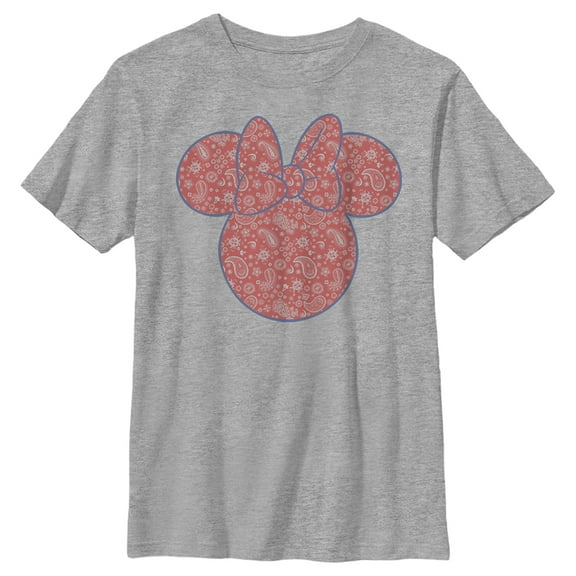 Boy's Mickey & Friends Mickey and Friends Minnie Paisley Silhouette  Graphic Tee Athletic Heather Small