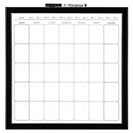 Quartet(R) Magnetic Dry-Erase Calendar Board, Porcelain, 14in. x 14in., White, Black Wood Frame
