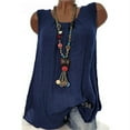 thumbnail image 2 of Womens Cotton Linen Sleeveless Baggy T-shirt Vest Tee Blouse Tank Tops Plus Size, 2 of 3