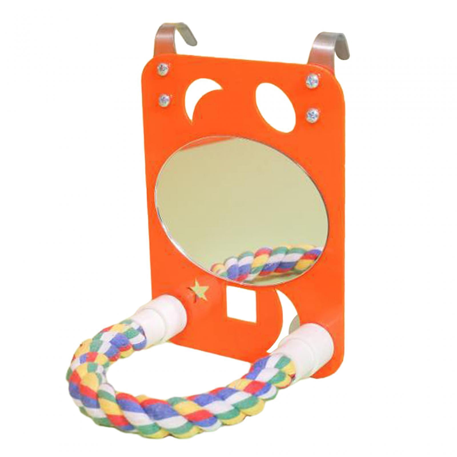TOOYFUL 7 inch Bird Mirror with Rope Perch Bird Toy Pet Supplies, Exercise Fun Playing Cage Accessories Parrot Cage Toy for Lovebirds