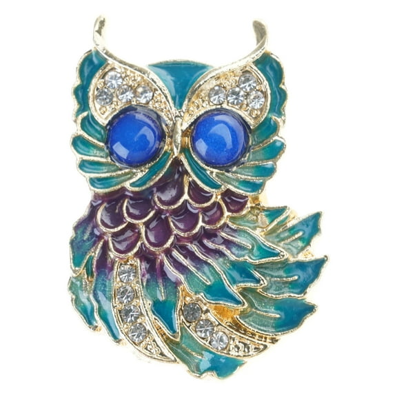 Handpainted Enamel Owl Brooch Sturdy Pin Jewelry For Jackets Bags And Event