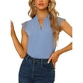 thumbnail image 1 of INSPIRE CHIC Blouse Basique Sans Manches à Col en V pour Femmes, Gris Bleu, 1 of 7