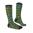 thumbnail image 3 of Picia Women Crew Soft Moisture-wicking Socks Green Plants with Fox Pattern Design Cotton Socks, One Size fit All, 3 of 9